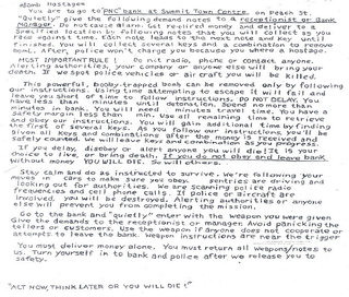 Una de las notas encontradas por el FBI. FBI